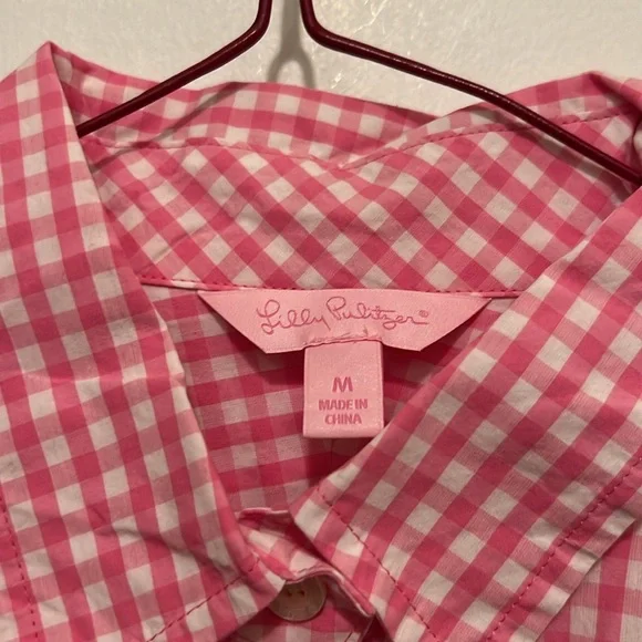 Pink and White Gingham Shirt dress - Picture 2 of 4